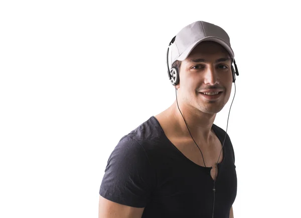 Young man with headphone listening to music — Stock Photo, Image