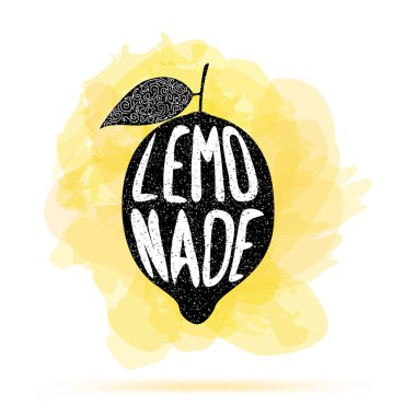 poster with lemon silhouette and word `lemonade`
