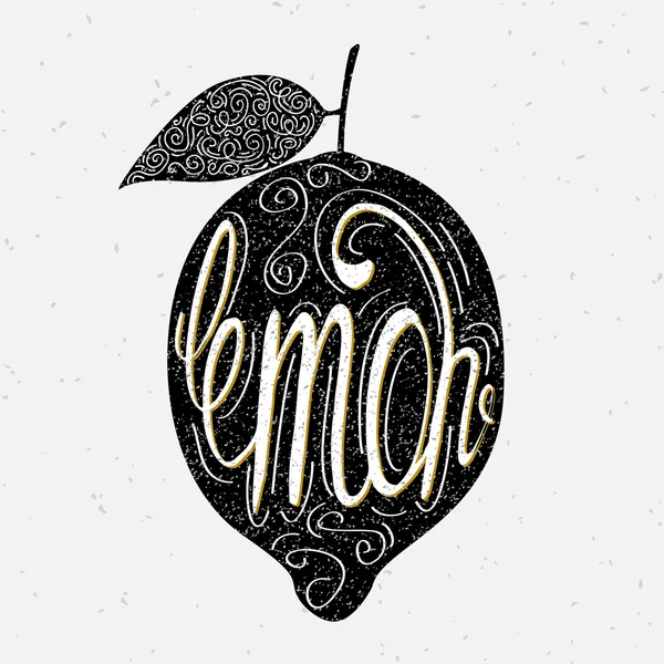 Typography poster with lemon silhouette and word — Stock Vector