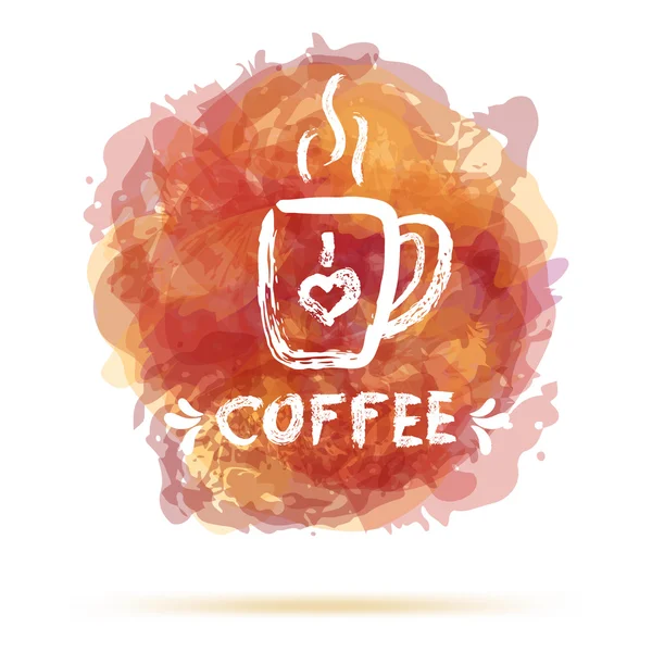 Cup of coffee on watercolor background — Stock Vector