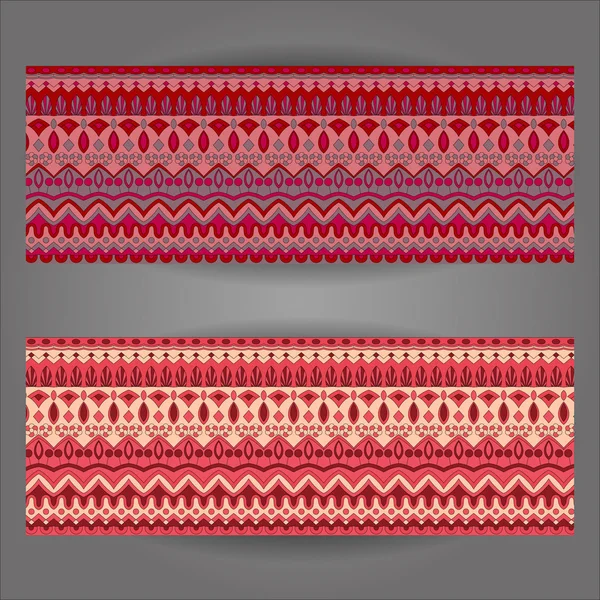 Conjunto de hermosas banderas ornamentadas vintage — Vector de stock