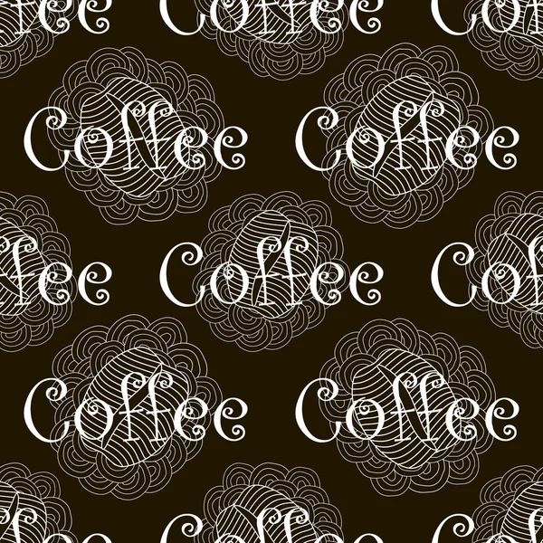 Black and white coffee seamless pattern — Stock Vector