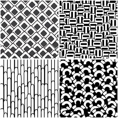 siyah ve beyaz kesintisiz dokular kümesi