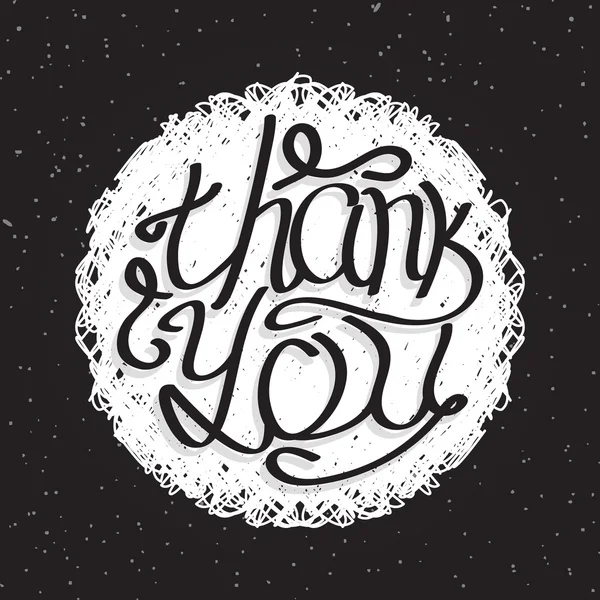 Hand drawn label with thank you — Stock Vector