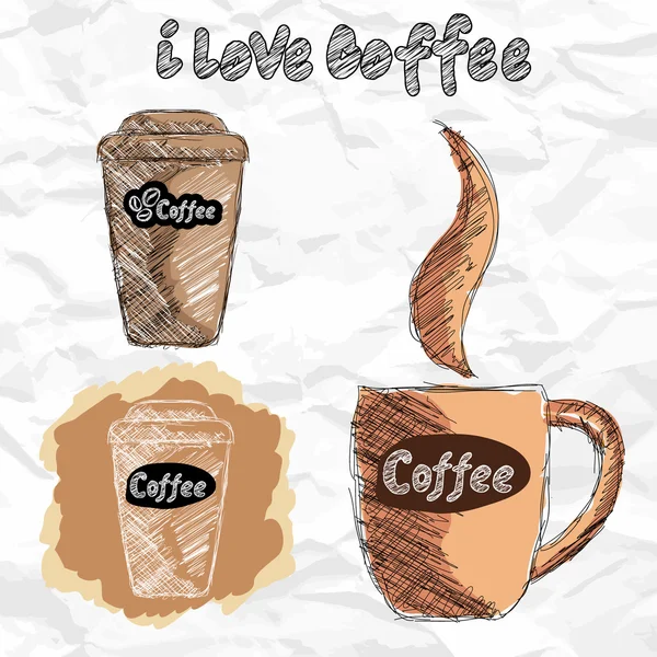 El çizimi kahve fincanları. — Stok Vektör