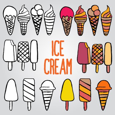 vektör çizim ile el çekilmiş dondurma