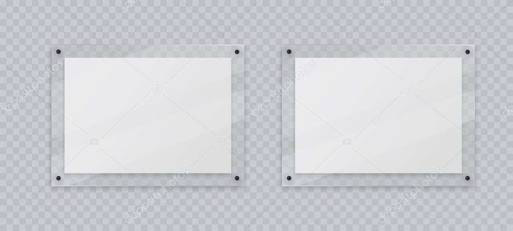 Download Acrylic Frame Mockup Two Horizontal Glass Plate For Poster Of Photo Realistic Mockup Isolated Hanging On Transparent Wall White Blank Banner On Plexiglass Display 3d Vector Illustration 446636906 Larastock