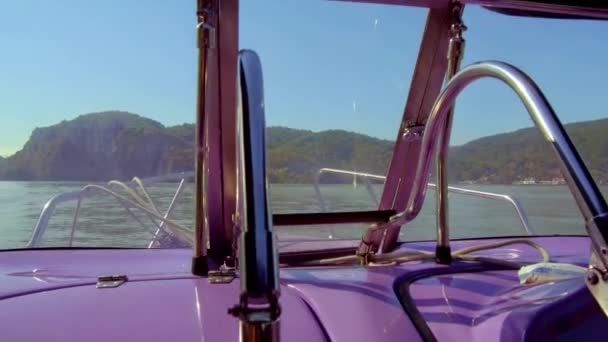 Barco Viagem Rio Danúbio Gargantas Danúbio Roménia Vista Barco — Vídeo de Stock