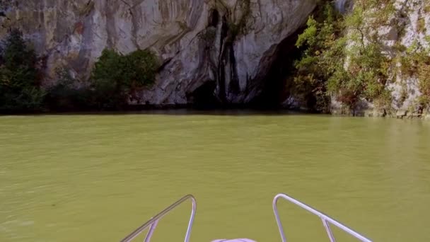 Gita Barca Sul Danubio Gole Del Danubio Romania Vista Dalla — Video Stock