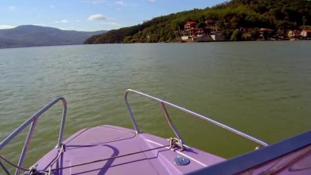 Výletní Loď Dunaji Dunajské Rokle Rumunsko Pohled Lodi — Stock video
