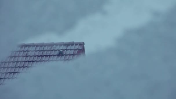 Heladas Nieve Ventana Invierno Fundición Apilamiento — Vídeos de Stock