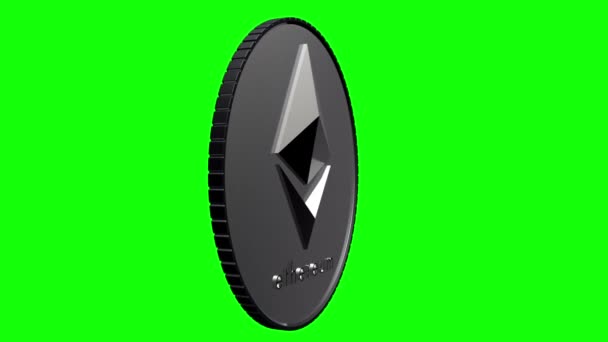 Cryptocurrency Ethereum Rotating Green Background Loop — Stock video