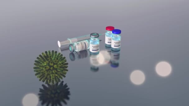 Spruta Och Vaccinbehållare Covid Simulering — Stockvideo