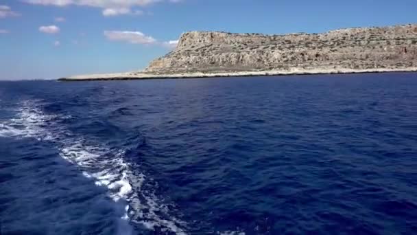 Bateau Moteur Sur Mer Face Avant Yacht Moteur Allant Mer — Video