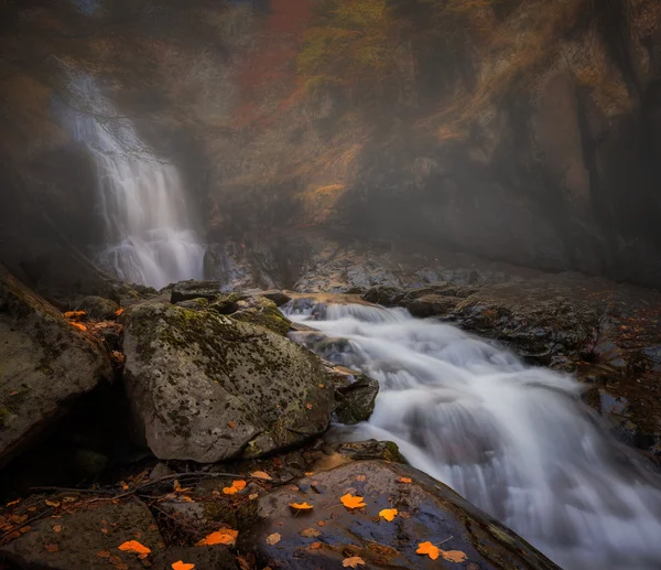 Ködös őszi vízesés — Stock Fotó