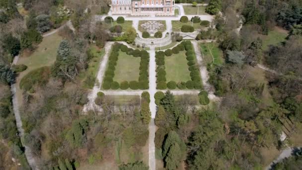 Varna Bulgaria April 2020 Drone Flight Beautiful Gardens Castle Residence — Stock Video