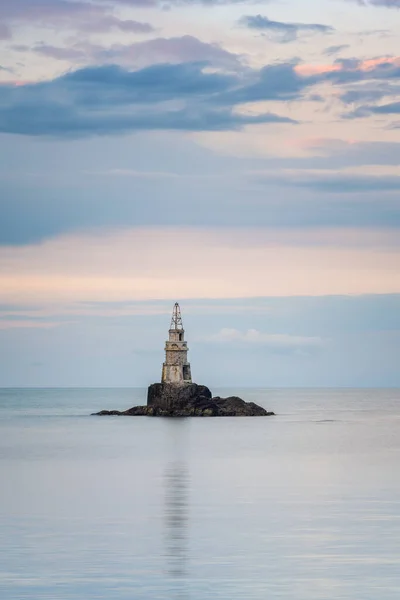 Amazing Sunset View Old Lighthouse Black Sea Coast — Stock Photo, Image