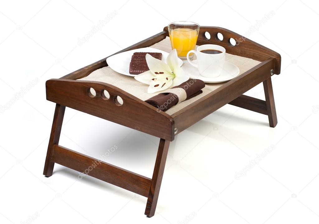 Tray with breakfast