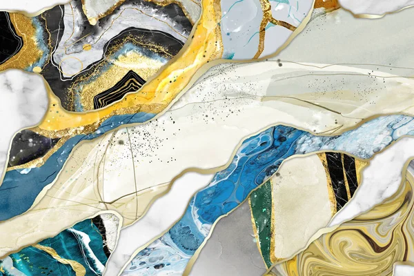 Resin Gede 기능적 Gede Painting Marble Golden Lines — 스톡 사진