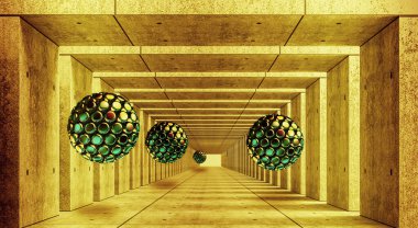 Dekoratif arka plan duvar kağıdındaki 3 boyutlu kristal kürenin soyut duvar resmi. Grafiksel modern sanat 