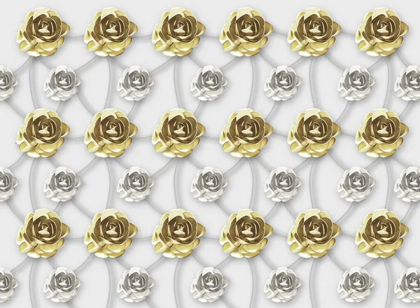 Wandbild Tapete Goldene Und Silberne Blumen Grauem Hintergrund Abstraktes Design — Stockfoto
