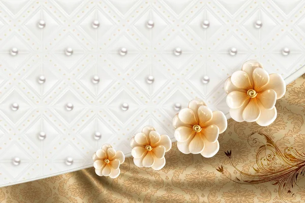 Illustration Wallpaper Decorative Brown Shape Flowers Classic Background — ストック写真