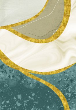 Soyut sanat, reçine jeot mermer işlevsel sanat, suluboya jeot boyası gibi. Altın, turkuaz, siyah ve gri ve altın şekiller duvar çerçeveleri için arka plan 3D duvar kağıdı. tuval içinde yazdırmak için