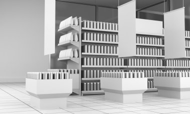 süpermarket raflarında kümesi 