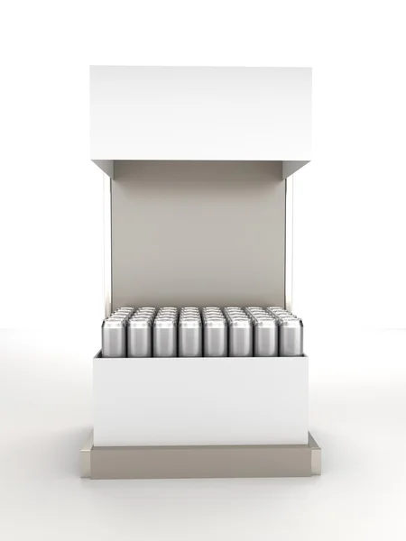 Display with blank cans — Stock Photo, Image