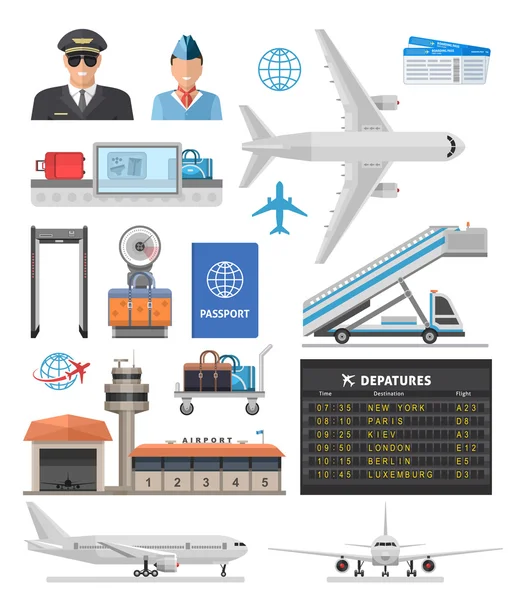 Aeroporto ícone conjunto —  Vetores de Stock