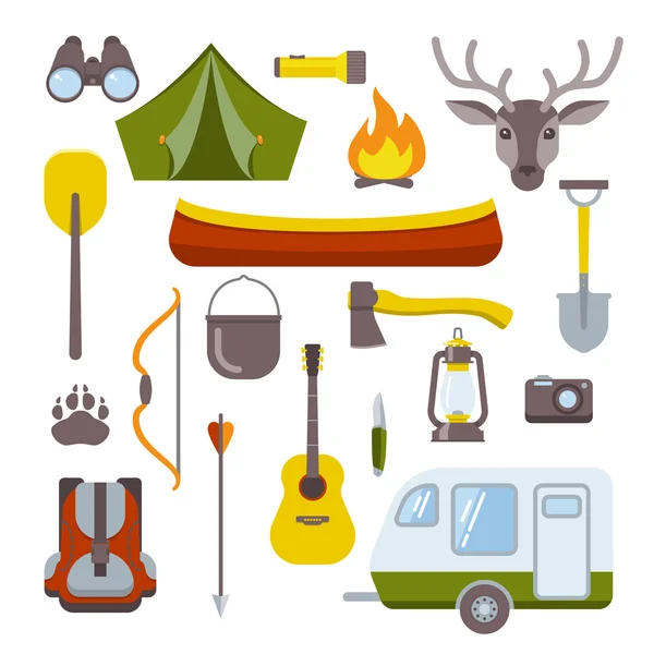 Camping pictogrammen ingesteld — Stockvector
