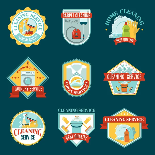 Conjunto de emblemas de limpieza — Vector de stock