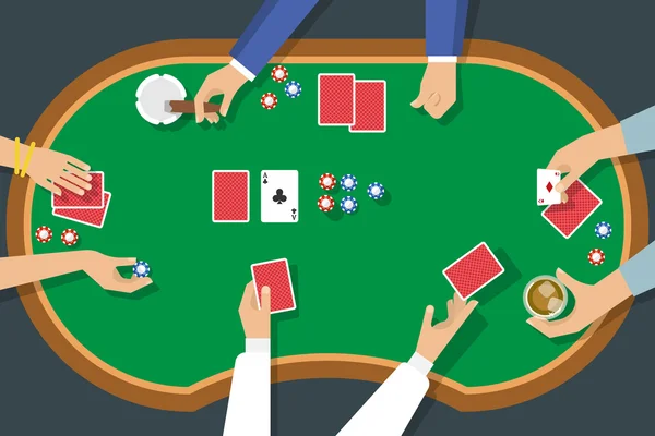 Κορυφαία προβολή παιχνιδιού πόκερ — Διανυσματικό Αρχείο