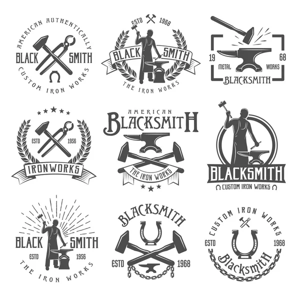 Blacksmith Graphic Vintage Emblems — Stock Vector