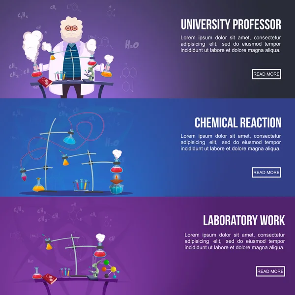Chemie Labor farbiges Banner Set — Stockvektor