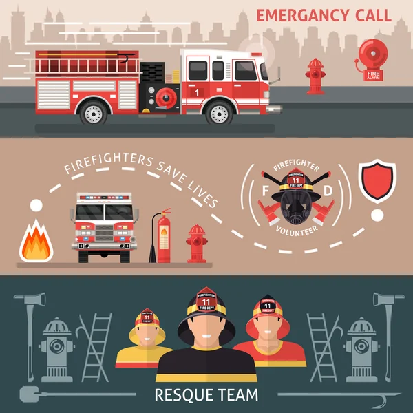 Firefighter Banner Set — Stock Vector