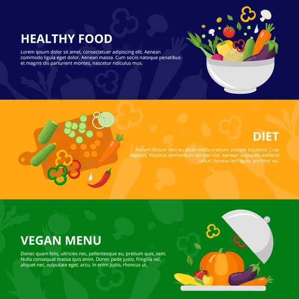 야채 플랫 고립 된 배너 세트 — 스톡 벡터