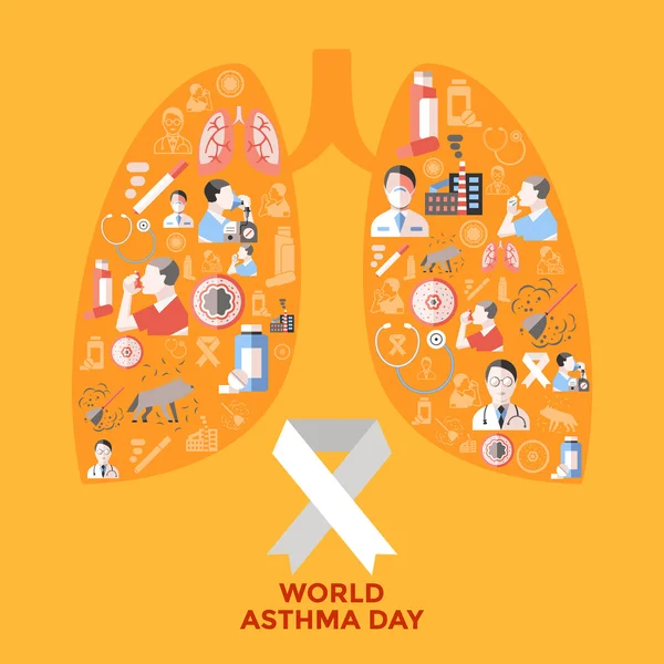 World Asthma Day Icons Set — Stock Illustration World Asthma Day Icons Set Royalty Free Stock Vectors