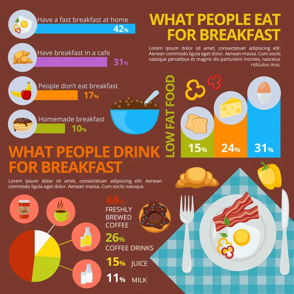 Conjunto de infografía de desayuno — Archivo Imágenes Vectoriales