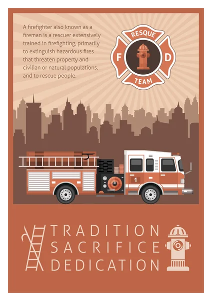 Плакат пожарного Ретро — стоковый вектор