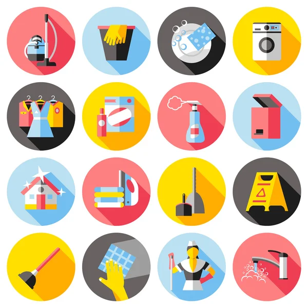 Schoonmaak service flat icons set — Stockvector