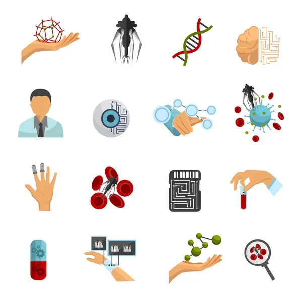 Nanotechnology Colored Icon Set — Stock vektor