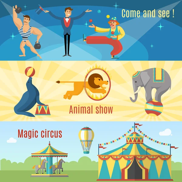 Bannières de cirque plat — Image vectorielle