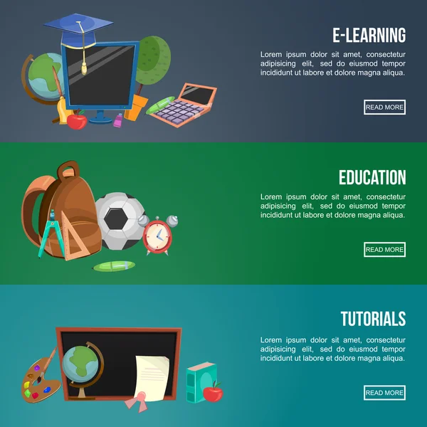 Conjunto de banners educativos — Vector de stock