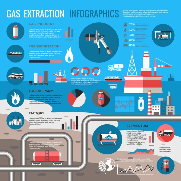 Infografika těžby plynu — Stockový vektor