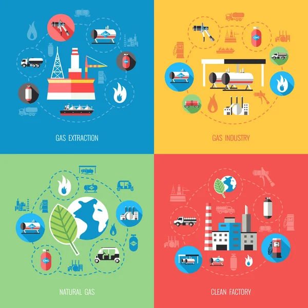 Concepto de la industria del gas natural — Vector de stock