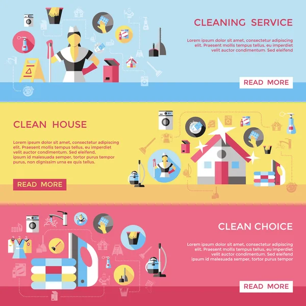 Professional Cleaning Horizontal Banners Set — Stock Vector