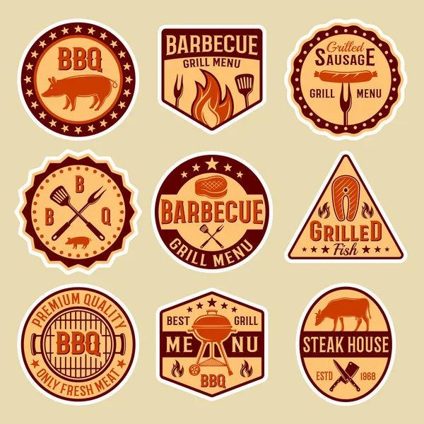 Barbecue Vintage stijl emblemen — Stockvector