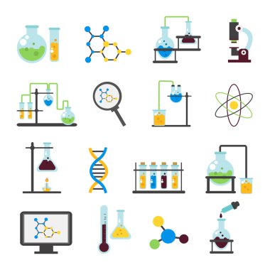 Kimya Lab düz Icon Set