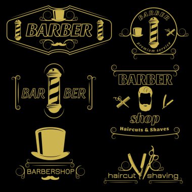 Kuaför hizmeti Vintage tarzı Amblemler